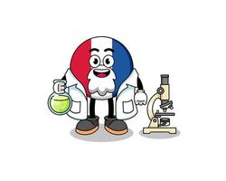 mascote da bandeira da frança como cientista vetor