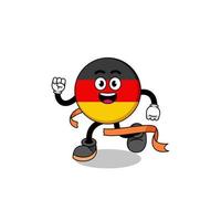 desenho de mascote da bandeira da alemanha correndo na linha de chegada vetor