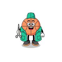 ilustração de mascote de basquete como cirurgião vetor