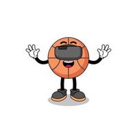 ilustração de basquete com um fone de ouvido vr vetor