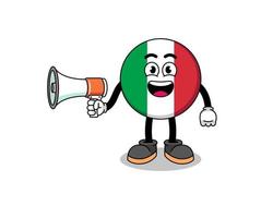 ilustração dos desenhos animados da bandeira da itália segurando o megafone vetor