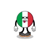 a ilustração da mascote da bandeira da itália está morta vetor