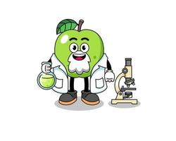 mascote de maçã verde como cientista vetor