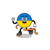 desenho de mascote da bandeira da ucrânia correndo na linha de chegada vetor
