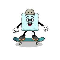 mascote de cubo de açúcar jogando um skate vetor