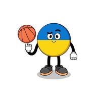 ilustração da bandeira da ucrânia como jogador de basquete vetor