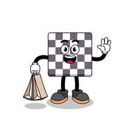 desenhos animados de compras de tabuleiro de xadrez vetor