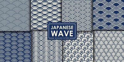 coleção de padrão sem costura japonesa, papel de parede decorativo. vetor