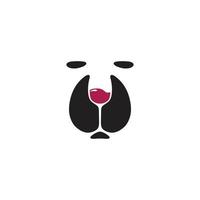 design de logotipo simples de vinho e urso vetor