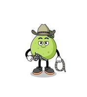 personagem mascote de goiaba como cowboy vetor