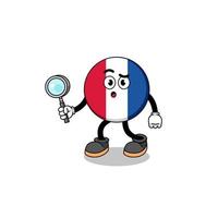 mascote da França procurando bandeira vetor