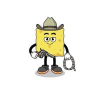 personagem mascote de esponja como um cowboy vetor