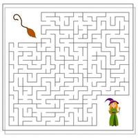 jogo para crianças atravessar o labirinto, ajudar a bruxa para chegar à vassoura. uma bruxa faz uma poção vetor