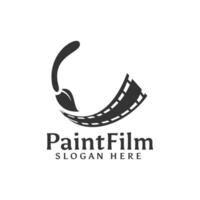 pintar filme cinema vídeo gravação de música modelo de design de logotipo retrô estilo moderno vetor