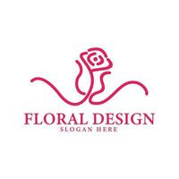 modelo de design de logotipo de moda de mulher de beleza de flor cosmética vetor