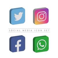 Conjunto de ícones de vetor de mídia social em 3-D