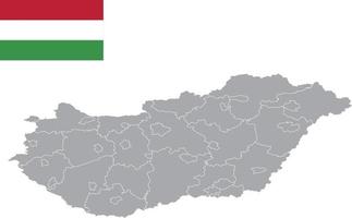 mapa da Hungria. bandeira da Hungria. ilustração em vetor símbolo ícone plano