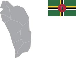 mapa da dominica. bandeira dominicana. ilustração em vetor símbolo ícone plano