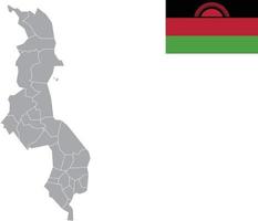 mapa do malaui. bandeira do malaui. ilustração em vetor símbolo ícone plano