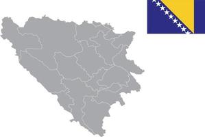 mapa da Bósnia e Herzegovina. bandeira da bósnia e herzegovina. ilustração em vetor símbolo ícone plano