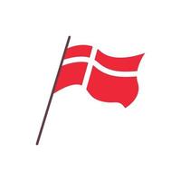 acenando a bandeira do país da Dinamarca. bandeira vermelha dinamarquesa isolada com cruz branca. ilustração vetorial plana