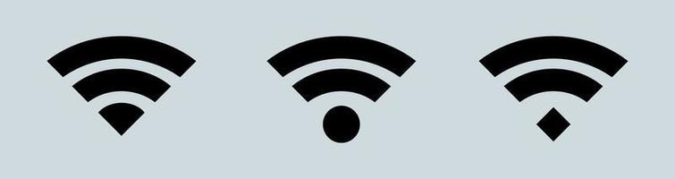 ícone sem fio e wifi ou sinal para acesso remoto à internet. conjunto de ícones de wifi preto diferente. vetor