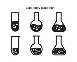 modelo de ícone de vidro de laboratório cor preta editável. vetor