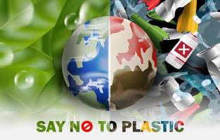 Diga não ao plástico Salve o mundo do conceito de plástico vetor