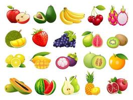 conjunto de ilustração de ícones de frutas frescas vetor