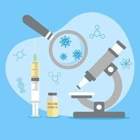 ilustração de pesquisa de laboratório. teste de vacina de coronavírus. vetor