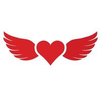 ilustração de um coração vermelho com asas vetor
