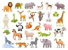 conjunto de ilustrações de animais selvagens fofos vetor