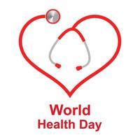 ilustração do dia mundial da saúde. estetoscópio em forma de coração vetor