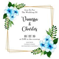 Cartão de convite de casamento floral aquarela vetor