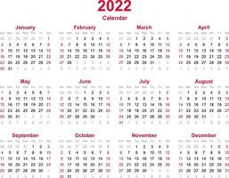 modelo de calendário 2022 vetor
