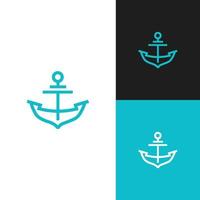 design de logotipo de selo marinho náutico âncora vetor