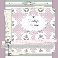 Design de capa de caderno de scrapbook vintage vetor