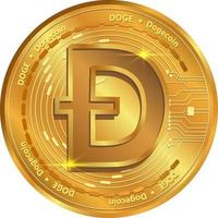 moeda doge criptomoedadoge logotipo moeda de ouro conceito de dinheiro digital descentralizado vetor