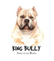 Retrato em aquarela de cachorro American Bully vetor