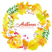 Coroa de folhas de outono em aquarela bonita vetor