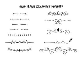 Divisores de mão desenhada conjunto com setas e outros desenhos vetor