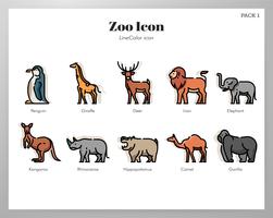 Ícones do zoológico LineColor pack vetor