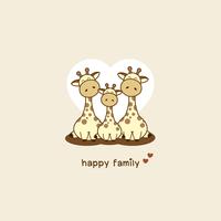 Família de girafas. Pai mãe e bebê girafa dos desenhos animados. vetor