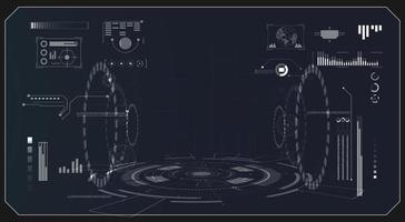 tecnologia abstrata ui conceito futurista hud interface elementos de holograma de gráfico de dados digitais, comunicação, computação e inovação de vitalidade de porcentagem de círculo em fundo de design futuro de alta tecnologia vetor