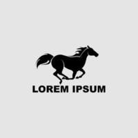 animal de ilustração vetorial de cavalo correndo com estilo de silhueta isolado no fundo branco design de símbolo de logotipo elegante para empresa
