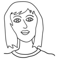 mulher linear doodle dos desenhos animados isolada no fundo branco. vetor