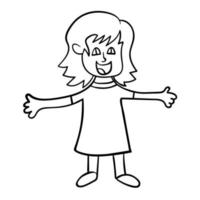 menina dos desenhos animados doodle vestido isolado no fundo branco. vetor