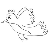 doodle bonito dos desenhos animados voando pássaro de fantasia isolado no fundo branco. vetor