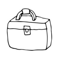 maleta de doodle dos desenhos animados isolada no fundo branco. mala de negócios. ícone desenhado à mão. vetor