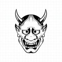 página para colorir de máscara de demônio oni japonesa desenhada à mão, ilustração vetorial eps.10 vetor